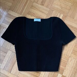 Babaton Black Ribbed Women's Crop Top